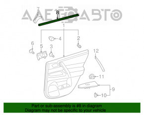 Glass seal inner door rear right Toyota Highlander 08-13