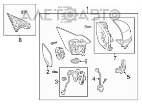 Right side mirror assembly Honda Accord 13-15 12-pin, camera