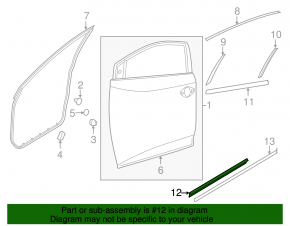 Front right door seal Nissan Murano z52 15-20 lower