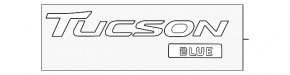 The Tucson Blue emblem is on the tailgate of the Hyundai Tucson 2022-2026.