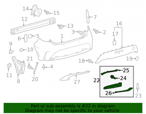 Left rear bumper molding for Toyota Corolla 20-23, chrome