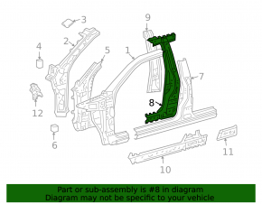 Right center body pillar for Lexus GX470 03-09