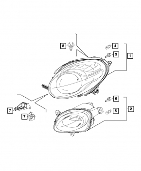 Headlight front left bare Fiat 500L 14 - broken mount