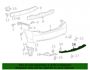Rear bumper center lip Toyota Prius 30 10-15