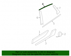 Upper rear left door molding for Porsche Macan 15-24, chrome, with graphite trim