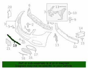 Front bumper molding, central lower, Mercedes S-class W222 14-17