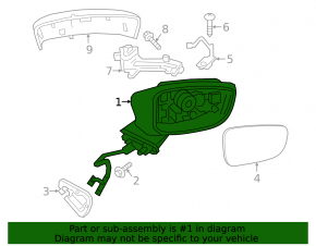 Right side mirror Mazda 6 17-21 heated, BSM
