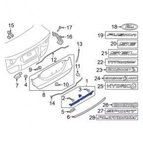 Trunk lid trim under the handle Ford Fusion mk5 17-18