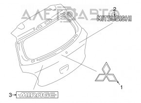 Emblem inscription Mitsubishi rear trunk lid Mitsubishi Galant 04-12