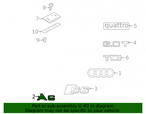 Emblem inscription A6 trunk lid Audi A6 C8 19- chrome