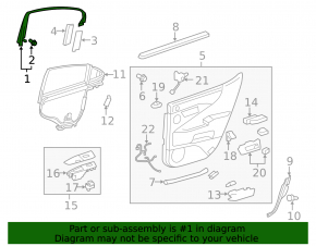 Door trim inner upper rear right Lexus LS460 LS600h 07-17 long, black