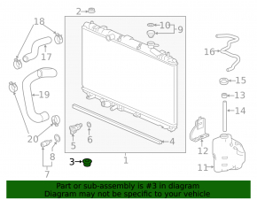 Radiator support lower left Honda Accord 18-22 rubber