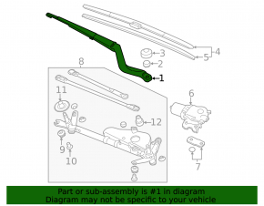 Left windshield wiper arm for Honda Accord 2013-2017