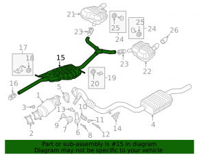 Exhaust pipe center section Audi A4 B9 17-25 2.0T
