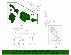 Ford Fusion mk5 13-20 steering column switch assembly without sensor and switches