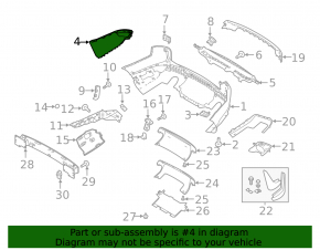 Left rear bumper cover for Land Rover Range Rover Sport 18-22 rest.