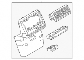 Mazda CX-50 23-25 black rear center console trim with deflector and USB hub