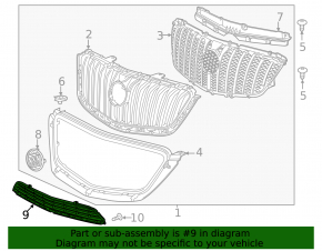 Buick Encore 13-16 Front Bumper Lower Grille