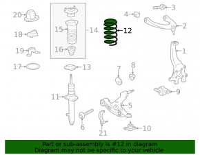 Front left spring for Lexus IS 14-16 AWD