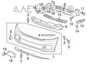 Bare front bumper VW Passat b8 16-19 USA