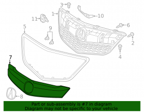 Radiator grill assembly Acura MDX 14-16 prerest