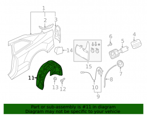 Rear left fender liner for Audi A5 08-16 coupe