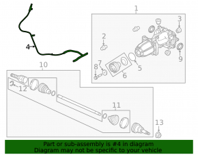 Ford Escape MK3 13-19 AWD rear differential breather pipe