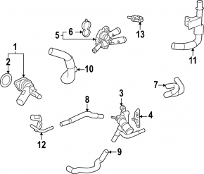Cooling system flange Toyota Rav4 19-22 2.5 plastic, with sensor