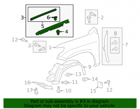Right hood/wing seal for Toyota Land Cruiser 2008-2015