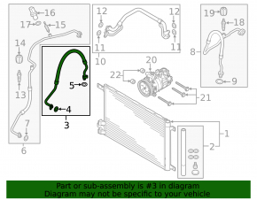 Air conditioning condenser-compressor pipe for Audi A3 8V 15-20 1.8T, 2.0T