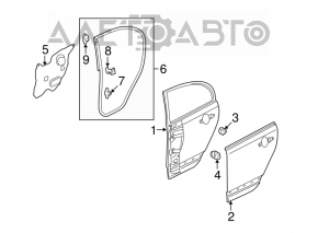 Door bare rear left Honda Civic 4d 06-09 silver pokes