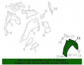 Mudguard rear right Infiniti Q50 14-20