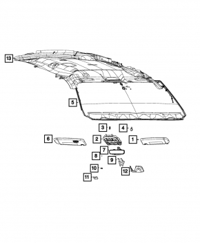 Right visor Chrysler Pacifica 17- gray
