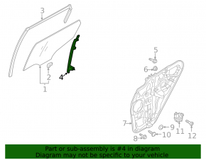 Rear left door glass guide for Hyundai Santa FE Sport 13-18