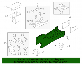 Central console, armrest, and cup holders for the Kia Sorento 2014-2015