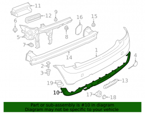 Rear bumper lip Mini Cooper F56 3d 14-21 prerest for parking sensors