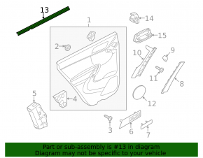 Glass seal inside rear right door VW Tiguan 09-17