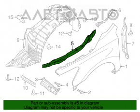 Left hood-to-wing seal for Nissan Altima 13-15