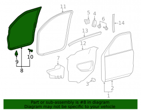 Front left door seal for Lexus LX570 08-21