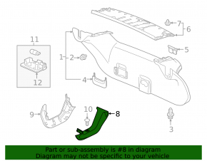 Trunk lid hinge trim right Honda Clarity 18-21 usa complete, black, scratch