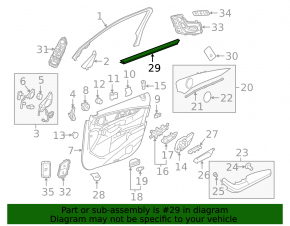 Glass seal front right door Mercedes W213 E 17-23 internal