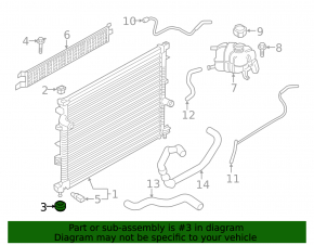 Radiator support lower left Ford Edge 15- rubber