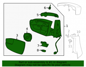 Side mirror left Ford C-max MK2 13-18 5 pins, turn signal, graphite