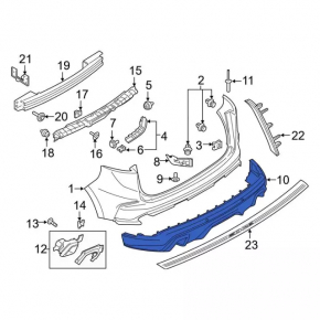 Rear bumper lip Ford Edge 19-24 for parking sensors, ST, ST-Line