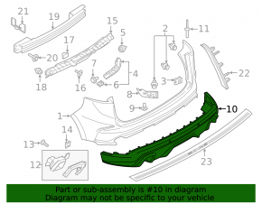 Rear bumper lip Ford Edge 19-24 for parking sensors, ST, ST-Line
