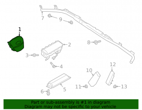 The steering wheel airbag for the driver's side of the Ford Bronco Sport 2021-2025 is black and has a rusty squib.