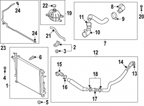 Upper left radiator mount Hyundai Santa Fe 24-26 HEV, 2.5