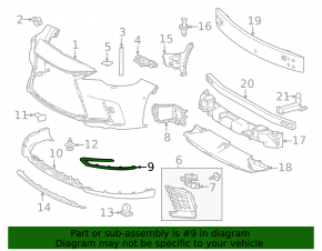 Left front bumper molding for Lexus RX350 RX500h 2023-2026 Japan built, F Sport