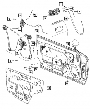 Front Right Door Handle Mechanism Dodge Challenger 09-