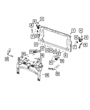 Upper left radiator mount Chrysler 200 15-17